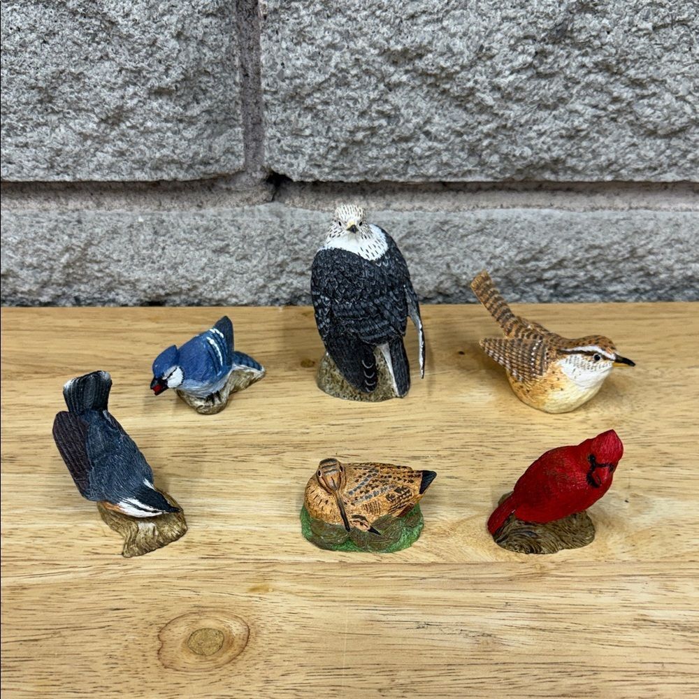 Set of 6 Hand-Painted Mini Bird Figurines